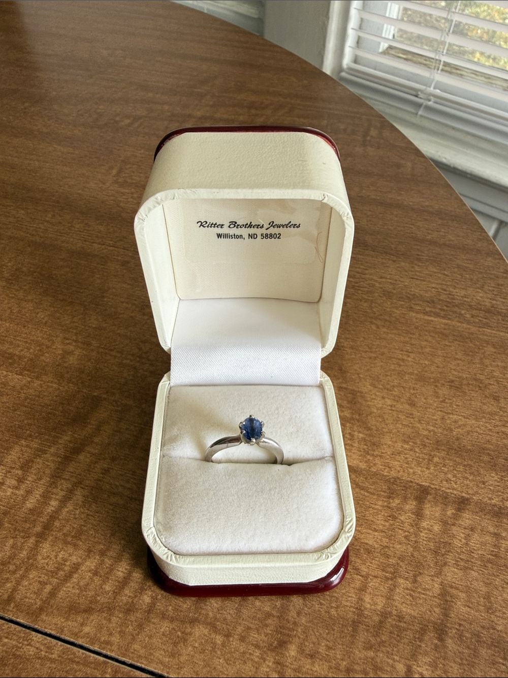 14 Karat White Gold Solitaire With Ceylon Sapphire